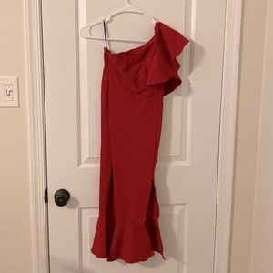 One shoulder Red Formal dress